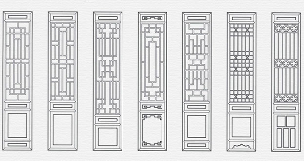 牧野常用中式仿古花窗图案隔断设计图